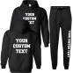 Unisex Personalised Tracksuit Hooded Sweatshirt & Jog Pants Set with Front Back & Left Leg Custom Text Printing